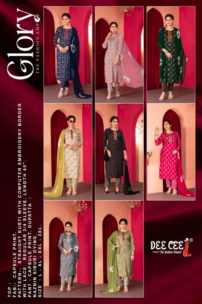 Glory By deecee capsule Printed Straight Kurti With Bottom Dupatta Wholesale Shop In Surat